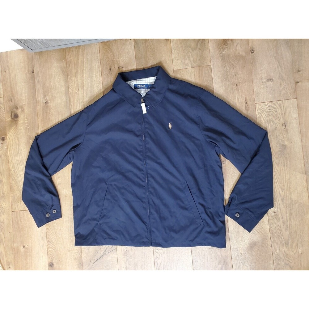 NWT POLO RALPH LAUREN Men's Windbreaker Jacket Navy Plaid Lined Size Extra Large
